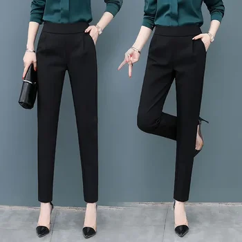 Дамски класически панталони, Модерни черни офис панталони с висока талия, Нови капри за мама 2023, Летни тънки Елегантни, ежедневни панталони