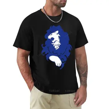 Емблемата на огъня?: Тениска с емблема на три къщи - сини лъвове [цвят], красиви върхове, бързосъхнеща тениска мъжка тениска