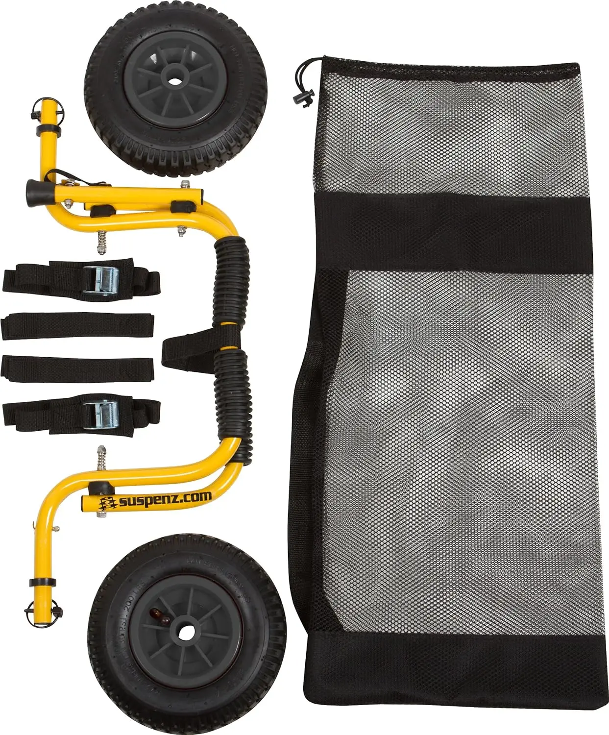 Количка за превоз на каяк, количка за ремарке SK с безвоздушными колела и каишки, жълти, (22-1166)