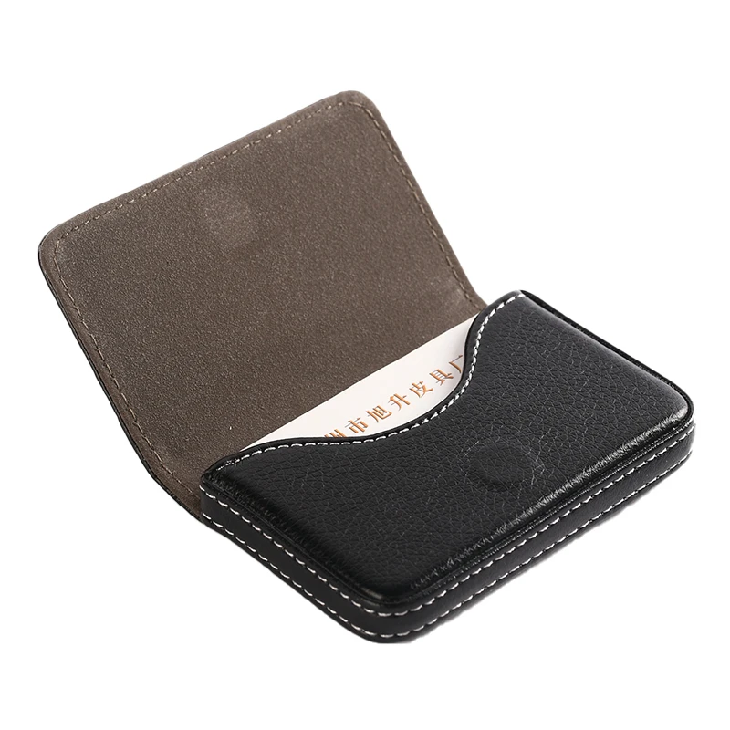 Държач за визитки от изкуствена кожа с магнитна тока, Тънък джоб титуляр за именни карти, преносим калъф за кредитни карти с голям капацитет