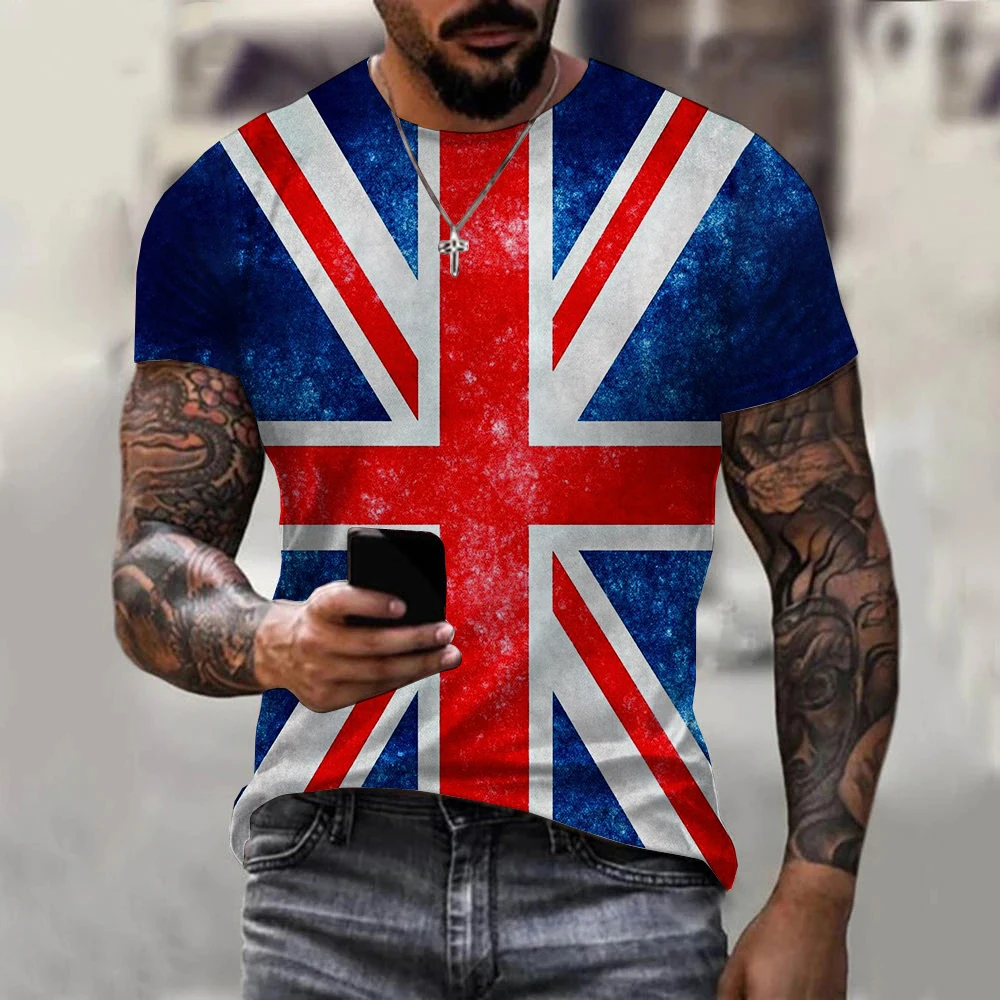 Тениска С Британския Флаг обединено Кралство Великобритания 3D Принт на Мъже, Жени Реколта Ежедневни Негабаритная Тениска С Къс Ръкав, Детски Тениски, Потници, Облекло