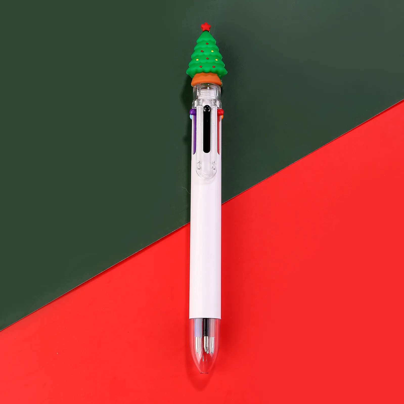 7шт Коледна 6-цветен Прибиращ химикалка писалка Cartoony Дядо Коледа Лосове Многоцветни химикалки Офис и Училищни консумативи, Подаръци