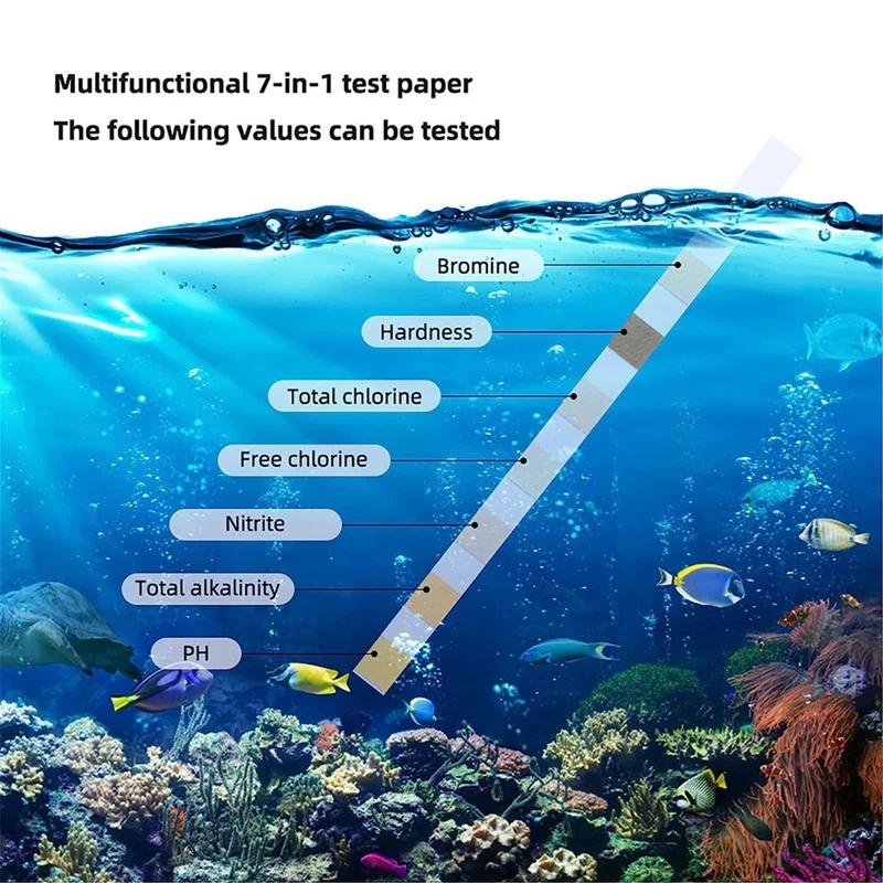 Хартия за проверка на нивото на PH и хлор във водата 10 в 1 е Лесен за употреба за басейни, спа, аквариуми, риби, стойностите на PH