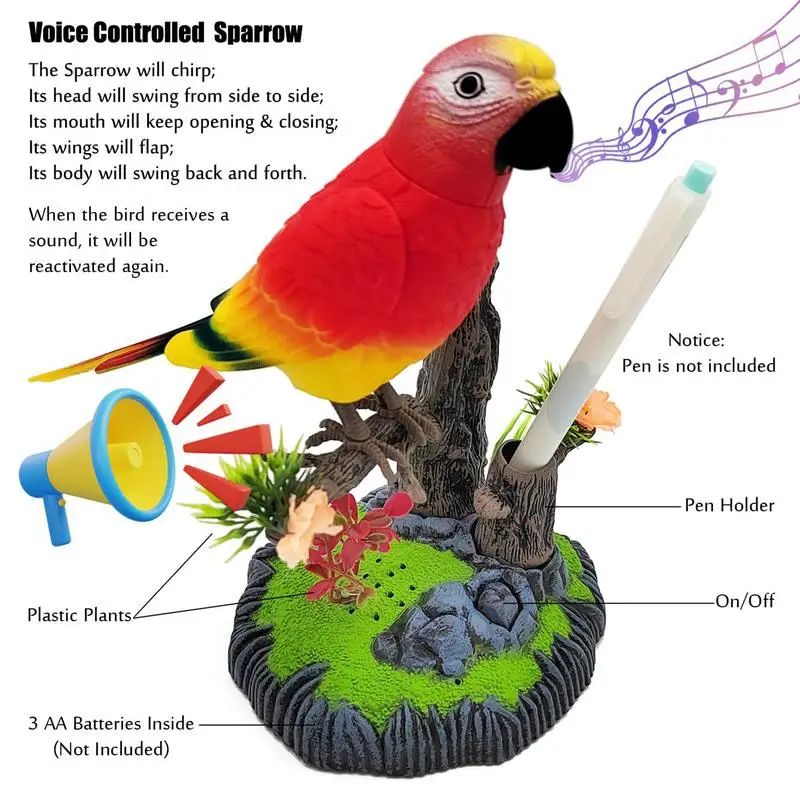 Е-Говорещ птица, имитирующая Щебечущую птици, Електронен сензор за Папагал, реалистична играчка за момчета, момичета, деца, за възрастни, За дома деца