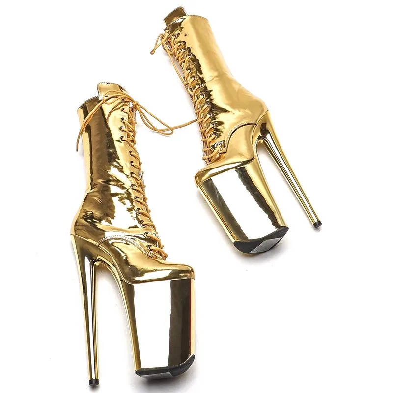Auman Ale Нова 23 см/ 9 инча Отгоре от изкуствена кожа Пикантен екзотични дамски обувки на платформа и висок ток за партита Обувки за танци на един стълб 094