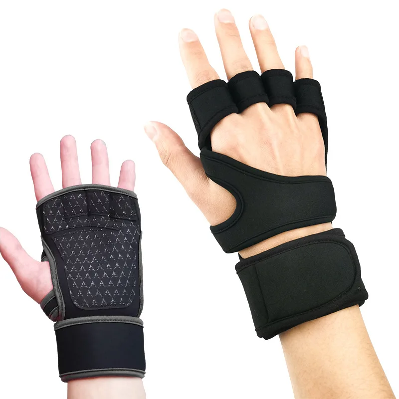QFD05 Ръкавици за фитнес с гири за вдигане на тежести за предотвратяване на занасяне и износоустойчивост спортни ръкавици за защита на китките с удължаване на полпальца