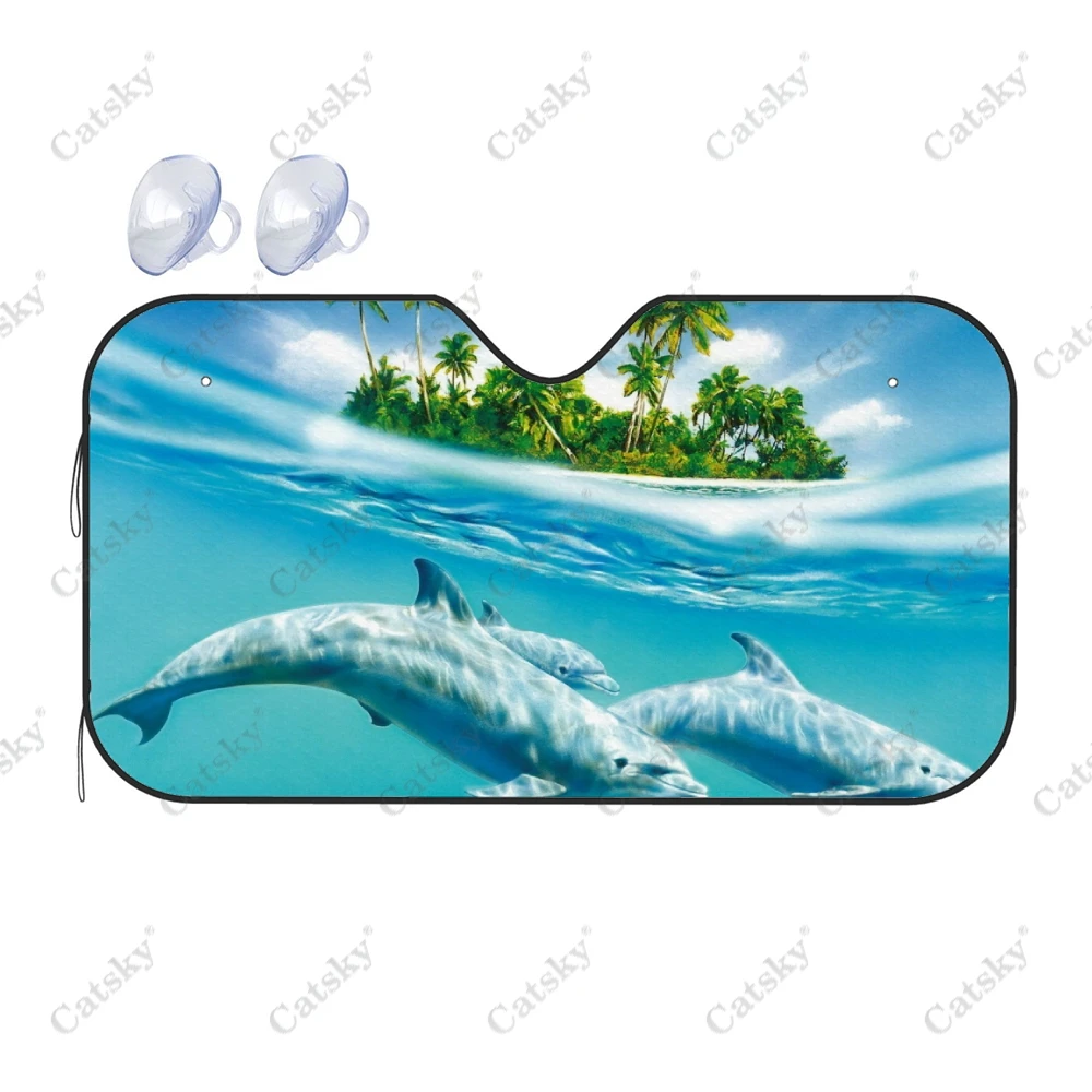 авто козирка с изображение на животно делфин, аксесоари за интериор, сгъване защита, подарък козирка с UV-модел