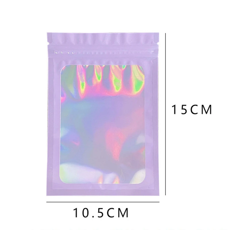 10ШТ Лазерна цветна чанта с цип Чанта за опаковане на бижута Козметична Чанта За съхранение Чанта за опаковане на ноктите Водоустойчив Подарък за Опаковане на пакети