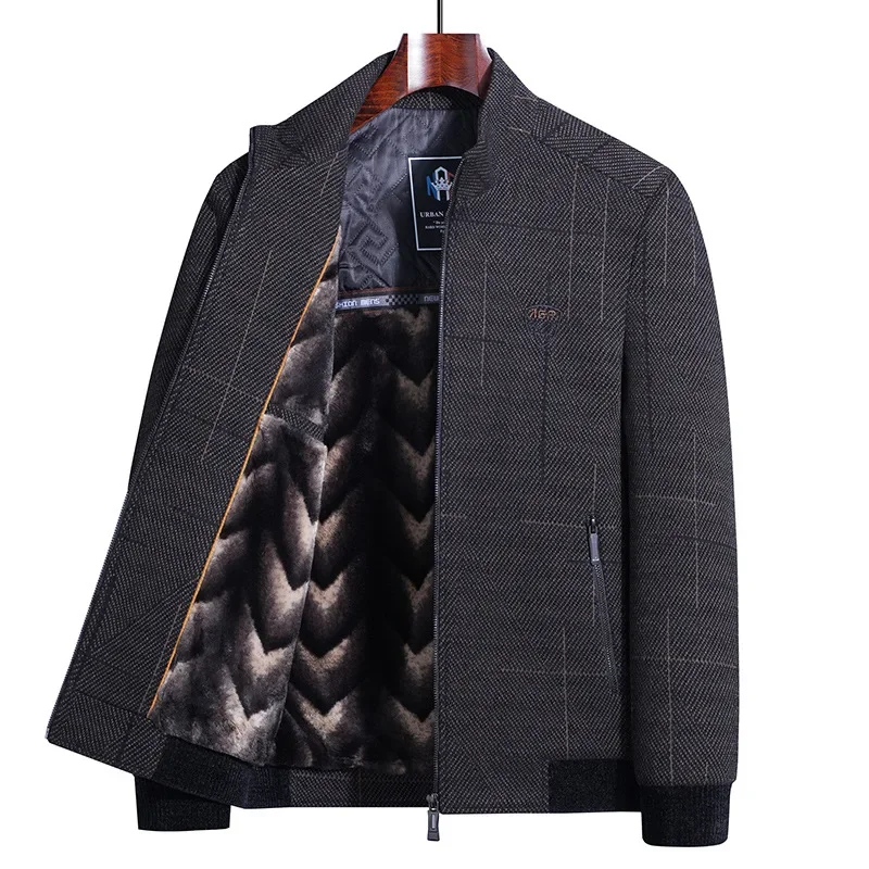 Утепленная памучен яке със средна дължина за зимни мъжки дрехи на средна и напреднала възраст