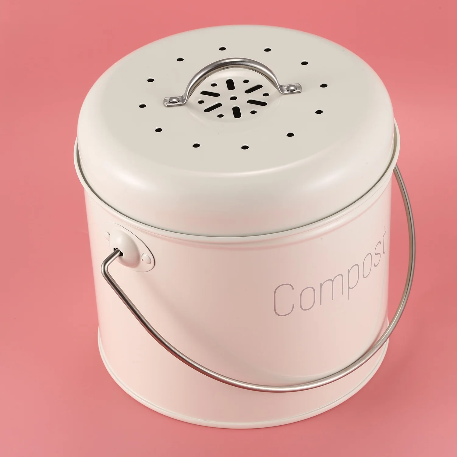 Кофа кофа за компост, 3 л - Кухненско кофа кофа за компост от неръждаема стомана - Кухненски компостера за хранителни отпадъци - Въглероден филтър