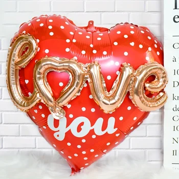 1 бр. 24-инчов монтаж във формата на сърце от алуминиево фолио с любов, украса за Св. Валентин
