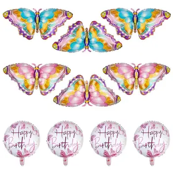 10ШТ балон Пеперуда от алуминиево фолио Цветни Кръгли балони на Сватбени Глобуси Декоративни Големи балони за Украса на парти по случай рождения Ден