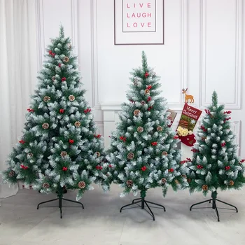 2,1 м 1,8 м 1,5 м Криптиране Зелен PVC Голямото Коледно Дърво, Коледна Украса 2023 Нова Година на Домашно Парти Украса на Сцената