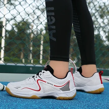 2024 Нови професионални обувки за тенис За мъже и жени, нескользящая двойка за бадминтон, Бели леки маратонки за тенис на маса