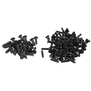 30 бр пластмасови детайли с черна дупка в бронята на 8 мм, 50 бр. пластмасови скоби за закрепване на обтекател под наем с нитове 6 мм