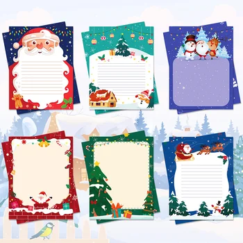 30шт Хартия За Коледни Писма А4 САМ Пригласительная Поздравителна Картичка Карикатура на Дядо Коледа, Снежен човек Бележник За Писма, Подаръчни Пликове на Коледно Парти