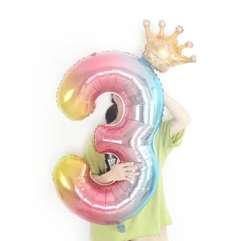 40-инчовите балони от фолио с градиентным номер, Златна Корона, балон за детската душа, декор за парти по случай рожден Ден, Цилиндри от алуминиево фолио Macaron