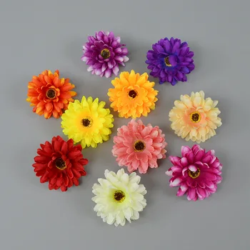 50шт Цветове от изкуствена коприна 8,5 см, хризантеми за украса на сватбен букет, Аксесоари за венци, Празнични аксесоари