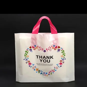 6 бр. пластмасови пакети с цветя и дръжка за опаковане на хранителни продукти Прозрачни пакети Подарък чанта за пазаруване Плътна пластмасова чанта за носене