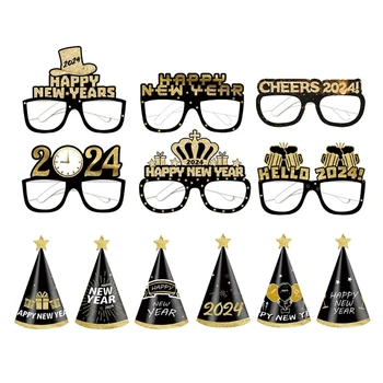 6шт 3D Блестящи Хартиени Очила В Рамки За Празнуване на Партита В Полза на Новогодишните Точки