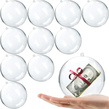 8шт 3,15-инчови Топки-Орнаменти на Коледна Украса Балони САМ Пълни с Прозрачна Пластмасова купа за Подарък За Рожден Ден, Сватба на Домашен интериор