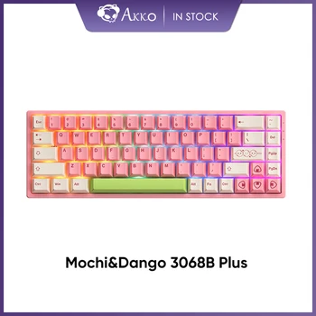 Akko 3068B Plus Mochi & Dango 65% Ръчна клавиатура с няколко режима BT5.0/2.4 Ghz/Type-C RGBHot-swap със заместители на клавиши на PBT-оцветители