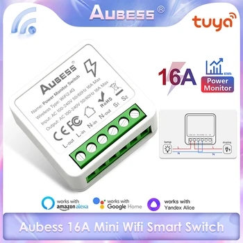 Aubess 16A WiFi Smart Switch 2-Лентов Модул Реле Превключвател Таймер за Гласово Управление Работи С Alexa / Google Home / приложение Smart Life