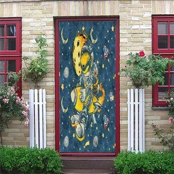 Cartoony Астронавт, Стикера на Вратата на Вселената, Стикера на вратата на Космическото пътуване, Подвижна Космически кораб, Плакат с Планетата, Тапети, Интериор на Детска спалня