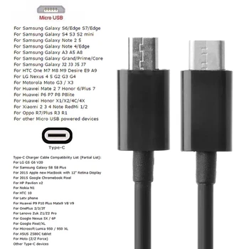 CPDD USB 3.1 Type-C КЪМ USB 2.0 Micro-B Кабел-адаптер за зареждане и пренос на данни Micro USB Черно / бял