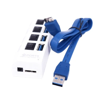 E9LB 4 Портов USBКонцентратор с Ключове Портове за Включване Изключване на Супер висока скорост Сплитер 5 Гбитс