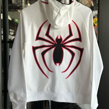 Harajuku Spider Мъжки / Дамски Яке с качулка с цип с дълги Ръкави, Свободна Градинска Облекло Y2K, Американско палто, Жилетка, Дамски дрехи