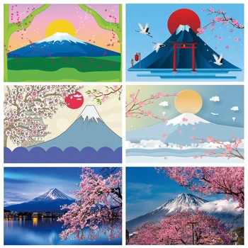 Laeacco вечерни украса плат Сакура планината Фуджи фон фотографско студио новородено снимка фон за снимки подпори