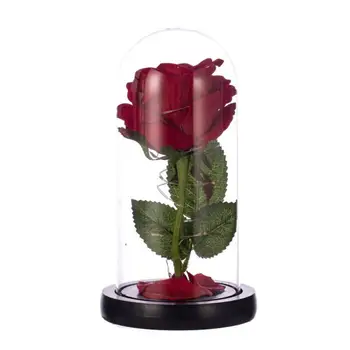 Led вечно цвете от златно фолио Enchanted Galaxy Rose 24-КАРАТОВО с гирлянди феи в купола за коледа подарък за Свети Валентин