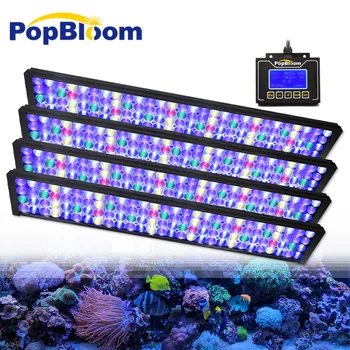 PopBloom-Led Осветление За Морски Аквариум 320-400 см, Лампа За Аквариум С Морска Вода За Аквариума с Коралови Рифове LPS /SPS, Turing75