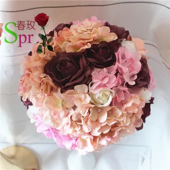 SPR украса на сватбената маса цветя в центъра, топката на сватбената пътя, изкуствена флора, сватба фон, цветен интериор