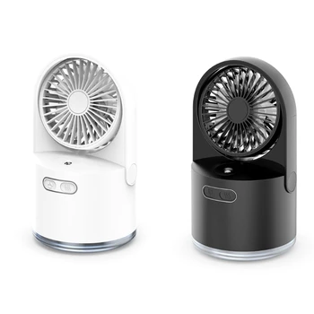 USB Акумулаторна настолен вентилатор с ночником и водно мъгла, тенис на офис вентилатор с регулируем 3 скорости на охлаждане на въздуха в офис помещенията
