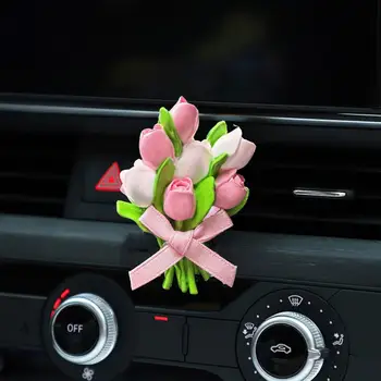 Автомобилен Пречиствател на въздуха и Ярък Цвят на Лале Авто Освежители за въздух Ароматерапевтични дифузер Клип за отдушник на автомобила Декоративни цветя с уникален аромат