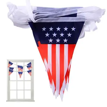 Американски Вимпел Знамена Знамето на САЩ Триъгълни Банер Патриотичното Украса За Парти на 5 метра Американски райетата Червен Бял Син