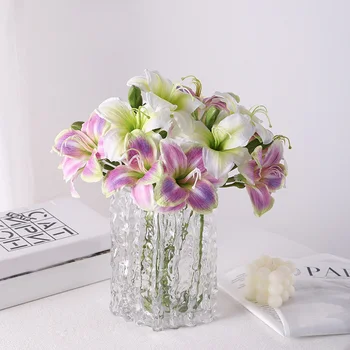Букет от изкуствени цветя, Коприна реквизит за снимки с изкуствени растения, Настолна ваза 