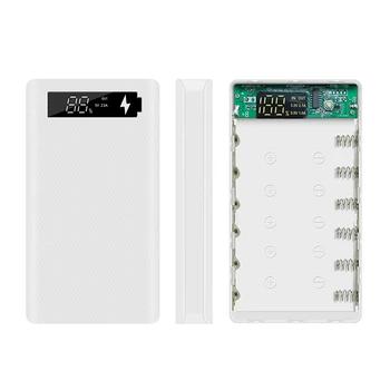 Бързо зареждане САМ 5V Dual USB Micro USB Type C 6 * 18650 Power Bank Shell Калъф за батерията, Зарядното устройство за мобилен телефон, Кутия за съхранение на NoBattery