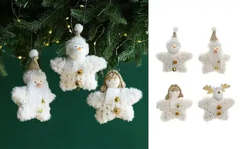 Бяла кукла Коледни Плюшени украса, снежен човек лосове Дядо Коледа висящи Декоративни Настолни декорации за дома празнична декорация парти