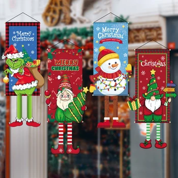 Весела Коледа Окачен Флаг Коледна Украса За Дома 2023 Коледна Украса, Коледни Подаръци Навидад Noel Decor 2024 Нова Година