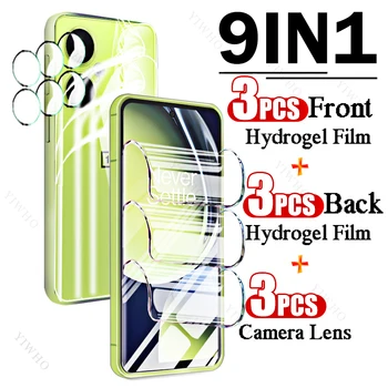 Гидрогелевая филм 9в1 с пълно покритие отпред и отзад за OnePlus Nord CE 3 Lite, защитни фолиа за екрана с пръстови отпечатъци за обектива на камерата OnePlus CE3 HD