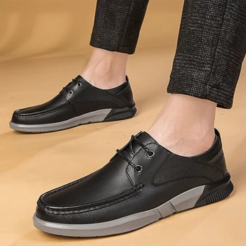 Гореща тенденция на продажбите в Европа и Америка; Оксфордские Обувки; Мъжки Обувки от естествена Кожа; Обувки, за разходки в парка, Мъжки Ежедневни обувки на дебела подметка