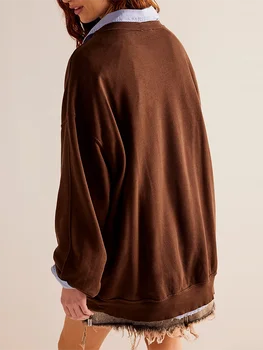 Дамски hoody, всекидневни пуловер с кръгло деколте и дълъг ръкав, потници, пуловери Оверсайз 2023, Есенна мода, модни дрехи