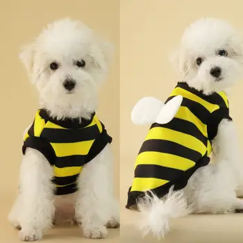 Дрехи за кучета, подходящи за домашни любимци в пчелния теми, мек удобен пуловер с две штанинами, облекло за кучета, котки, необичаен дизайн-трансформатор, мек