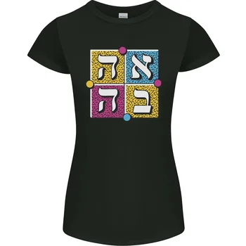 Женска тениска с надпис Love in на иврит Миниатюрен Намаляване с дълъг ръкав
