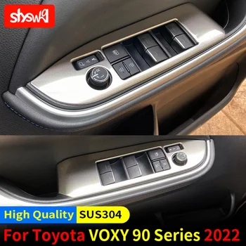За Toyota Voxy 90 2022 Аксесоари 4 бр. Бутон стеклоподъемника от неръждаема стомана, панел, Декоративни стикери за декорация на интериор на автомобил