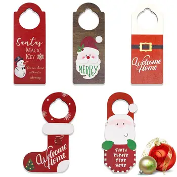 За многократна употреба орнаменти за врати дръжки Празнични украси за врати дръжки Празнични украси за дървени каси за врати дръжки на Дядо Коледа, Снежен човек за Коледа