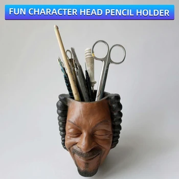 Забавен държач за химикалки с изображение на главата на героя Или перфектен декоративен държач за химикалки с участието на кактус и суккулента